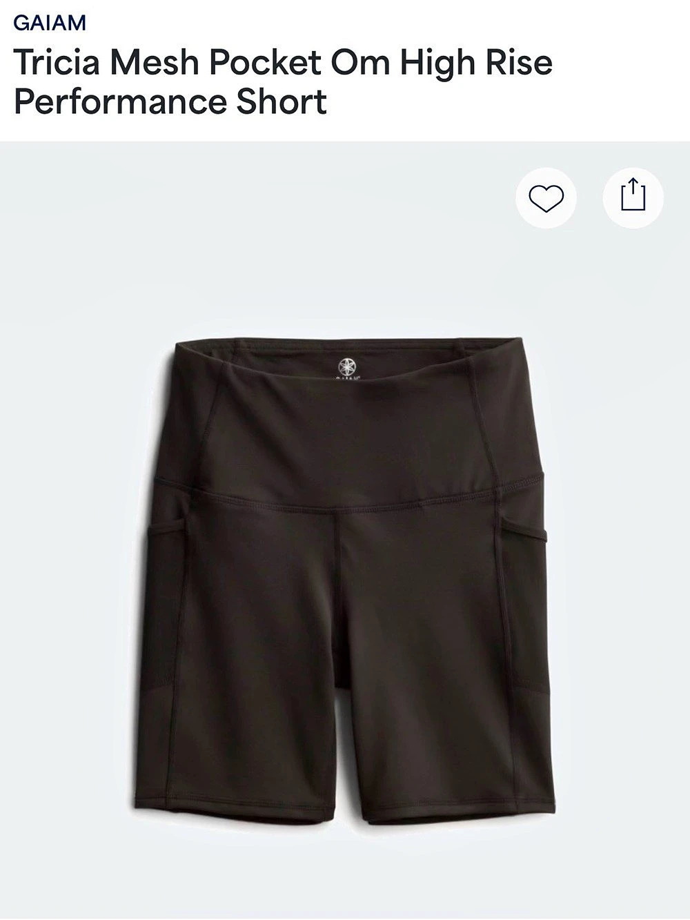 Gaiam Tricia Mesh Pocket Om High Rise Performance Short Black Sz Large